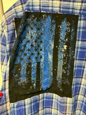 Boutique Unbranded Back The Blue Flannel Top Womens XL